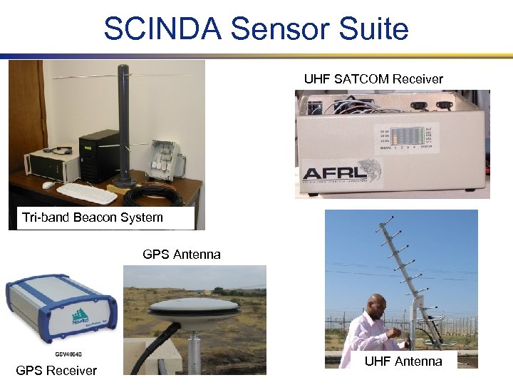 SCINDA Sensor Suite UHF SATCOM Receiver Tri-band Beacon System GPS Antenna GPS Receiver UHF