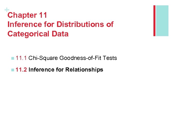 + Chapter 11 Inference for Distributions of Categorical Data n 11. 1 Chi-Square Goodness-of-Fit