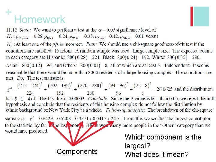 + Homework Components Which component is the largest? What does it mean? 