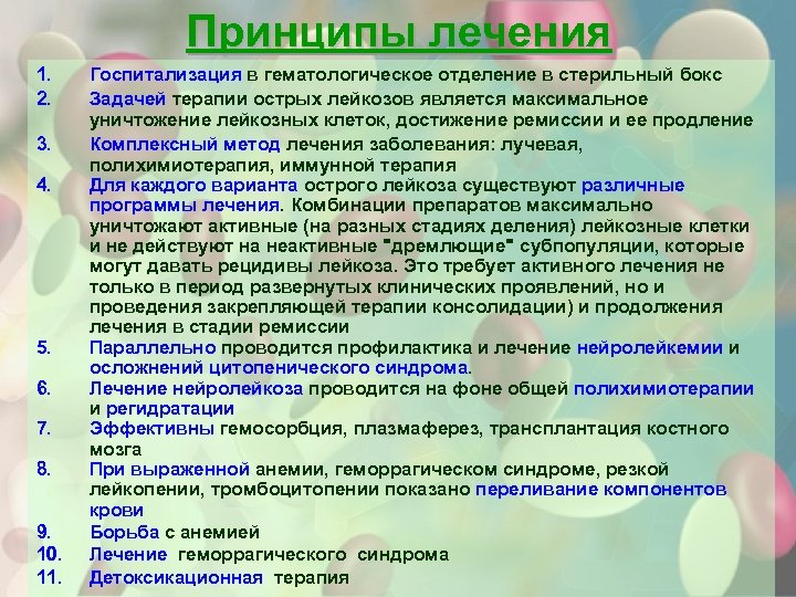 Принципы лечения 1. 2. 3. 4. 5. 6. 7. 8. 9. 10. 11. Госпитализация