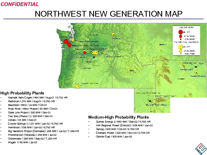 CONFIDENTIAL NORTHWEST NEW GENERATION MAP High Probability Plants • • • • Klamath Falls