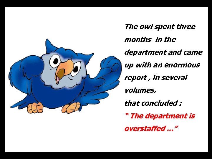 The owl spent three months in the department and came up with an enormous