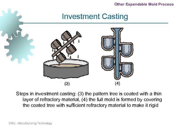 Other Expendable Mold Processe Investment Casting Steps in investment casting: (3) the pattern tree