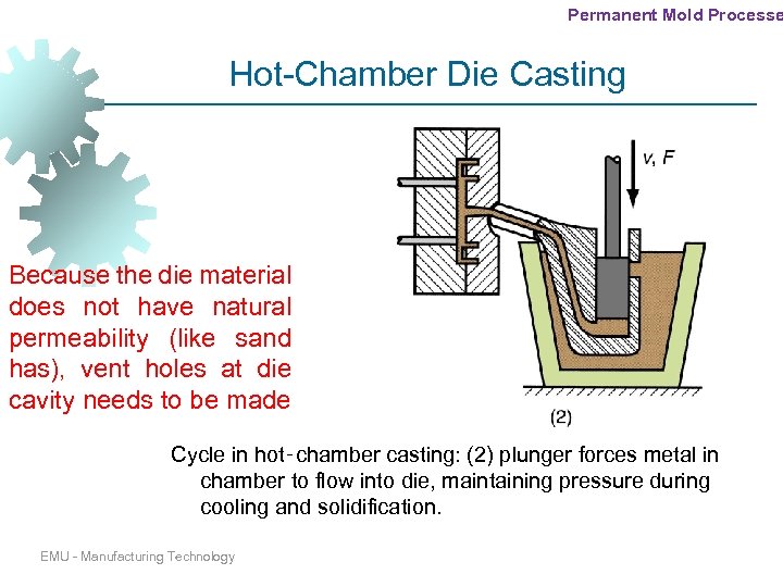 Permanent Mold Processe Hot-Chamber Die Casting Because the die material does not have natural