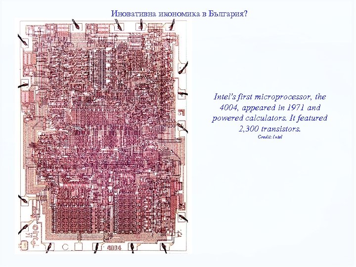 Иновативна икономика в България? Intel's first microprocessor, the 4004, appeared in 1971 and powered