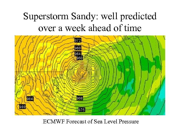Superstorm Sandy: well predicted over a week ahead of time ECMWF Forecast of Sea
