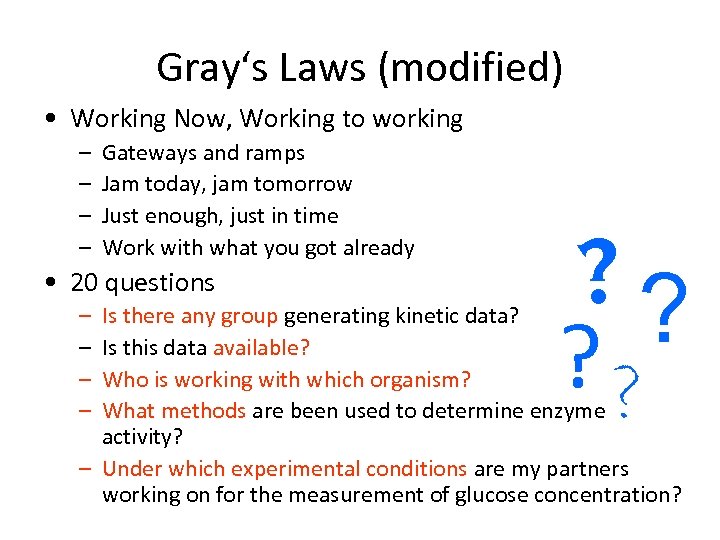 Gray‘s Laws (modified) • Working Now, Working to working – – Gateways and ramps