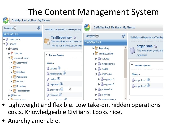 The Content Management System • Lightweight and flexible. Low take-on, hidden operations costs. Knowledgeable