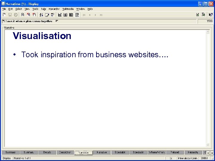 Visualisation • Took inspiration from business websites…. 