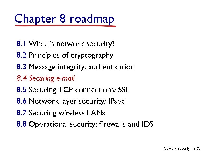 Chapter 8 roadmap 8. 1 What is network security? 8. 2 Principles of cryptography