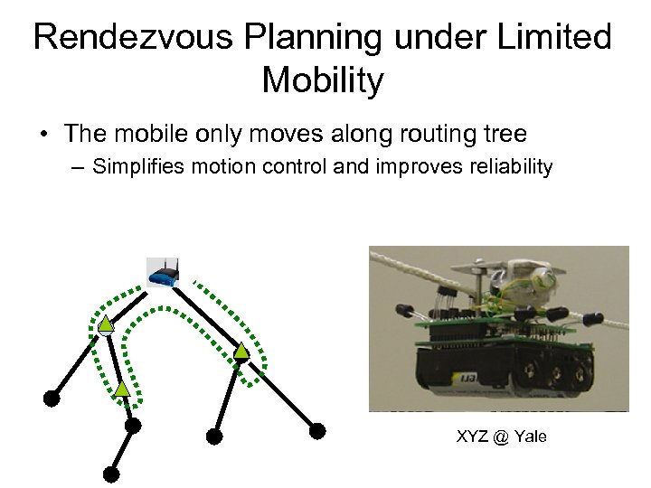 Rendezvous Planning under Limited Mobility • The mobile only moves along routing tree –