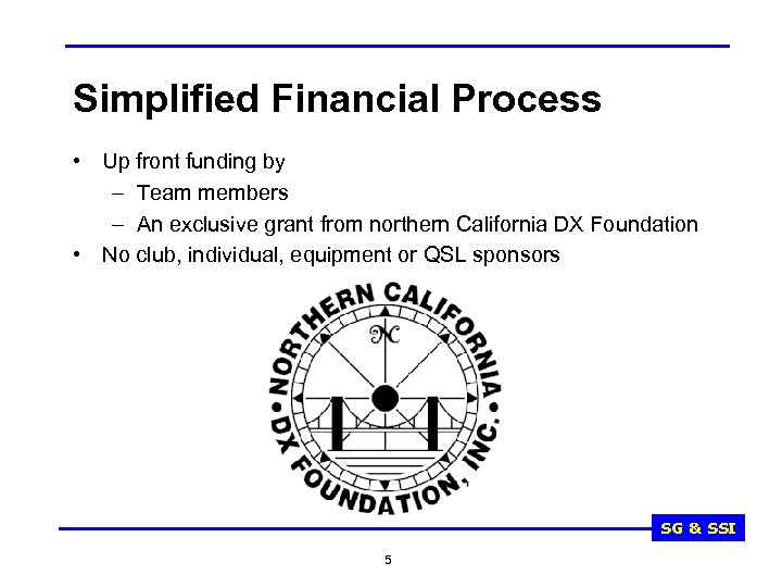 Simplified Financial Process • Up front funding by – Team members – An exclusive