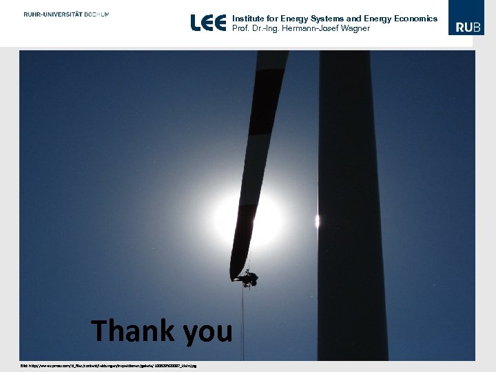 Institute for Energy Systems and Energy Economics Prof. Dr. -Ing. Hermann-Josef Wagner Thank you