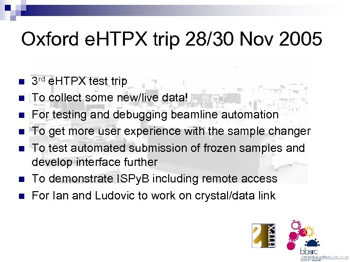 Oxford e. HTPX trip 28/30 Nov 2005 n n n n 3 rd e.