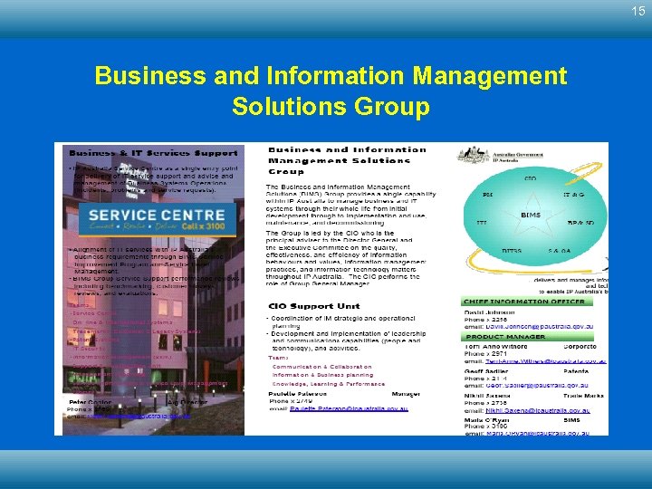 15 Business and Information Management Solutions Group 