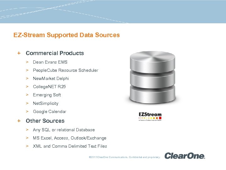 EZ-Stream Supported Data Sources + Commercial Products > Dean Evans EMS > People. Cube