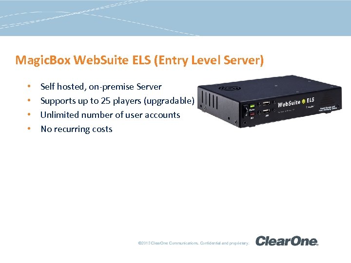 Magic. Box Web. Suite ELS (Entry Level Server) • • Self hosted, on-premise Server