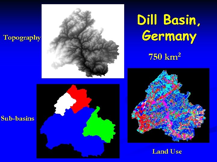 Topography Dill Basin, Germany 750 km 2 Sub-basins Land Use 