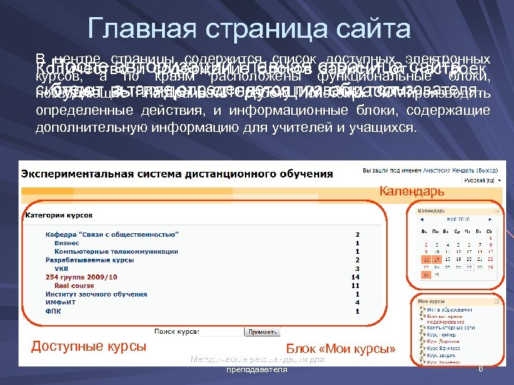 Информационный блок для сайта. Главная страница системы. Система дистанционного обучения Moodle описание. Категории курсов.