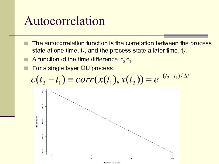 Autocorrelation n The autocorrelation function is the correlation between the process state at one