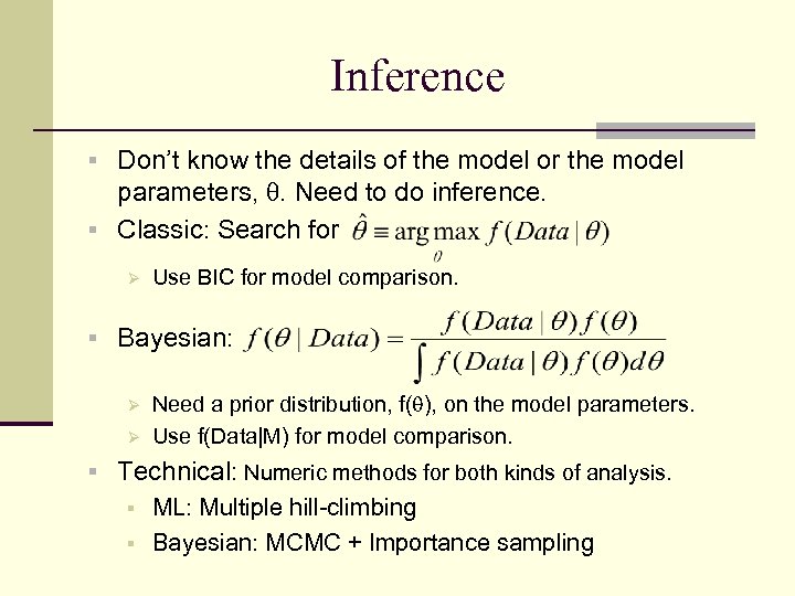 Inference § Don’t know the details of the model or the model parameters, .