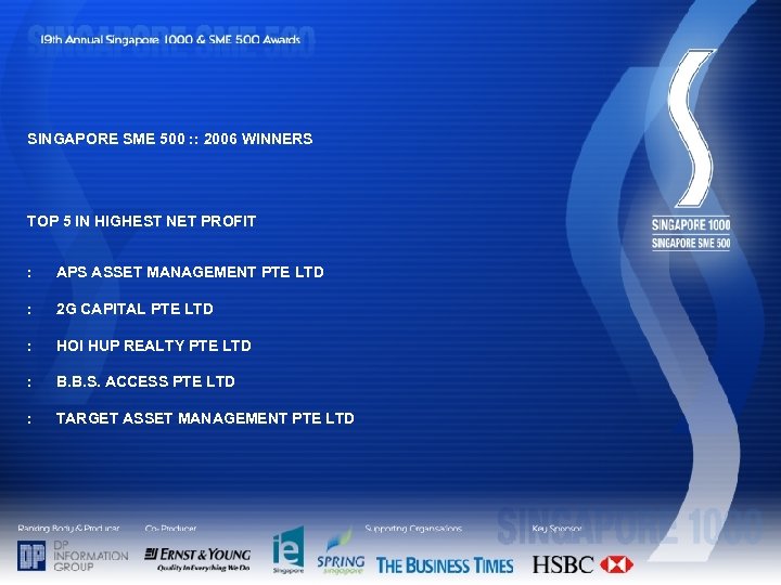 SINGAPORE SME 500 : : 2006 WINNERS TOP 5 IN HIGHEST NET PROFIT :
