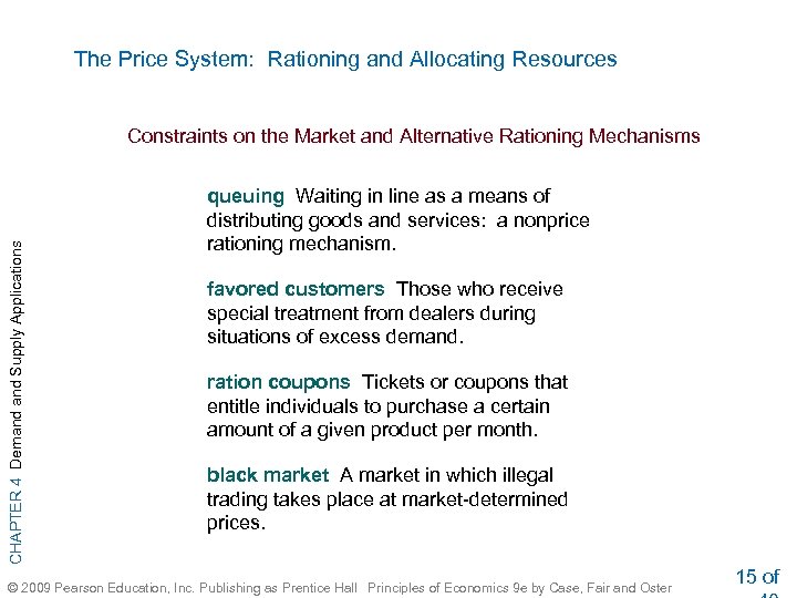 The Price System: Rationing and Allocating Resources CHAPTER 4 Demand Supply Applications Constraints on