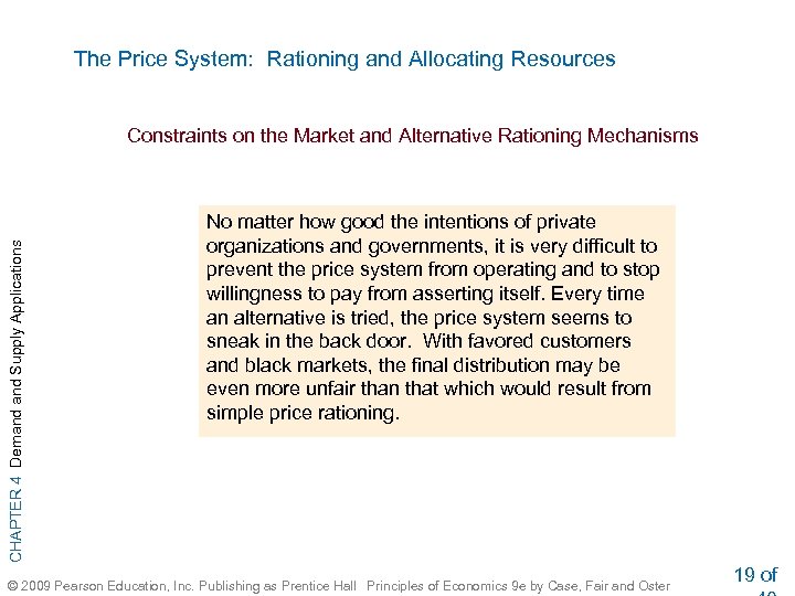 The Price System: Rationing and Allocating Resources CHAPTER 4 Demand Supply Applications Constraints on