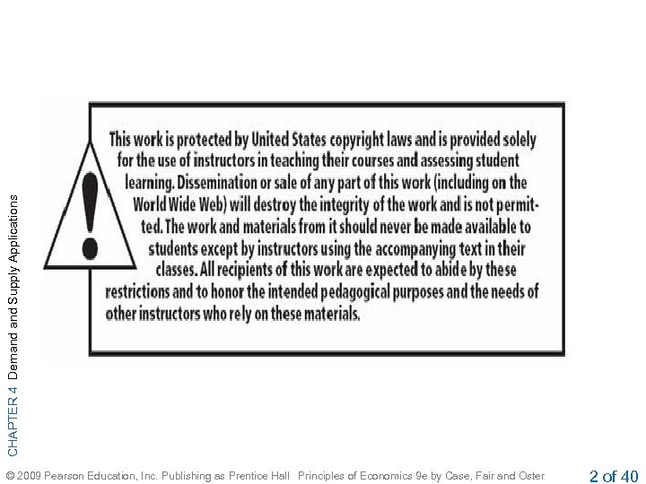 CHAPTER 4 Demand Supply Applications © 2009 Pearson Education, Inc. Publishing as Prentice Hall