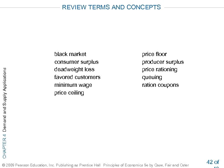 CHAPTER 4 Demand Supply Applications REVIEW TERMS AND CONCEPTS black market consumer surplus deadweight