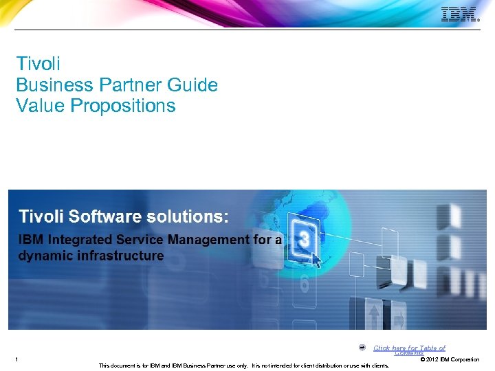Tivoli Business Partner Guide Value Propositions Click here for Table of Contents 1 This