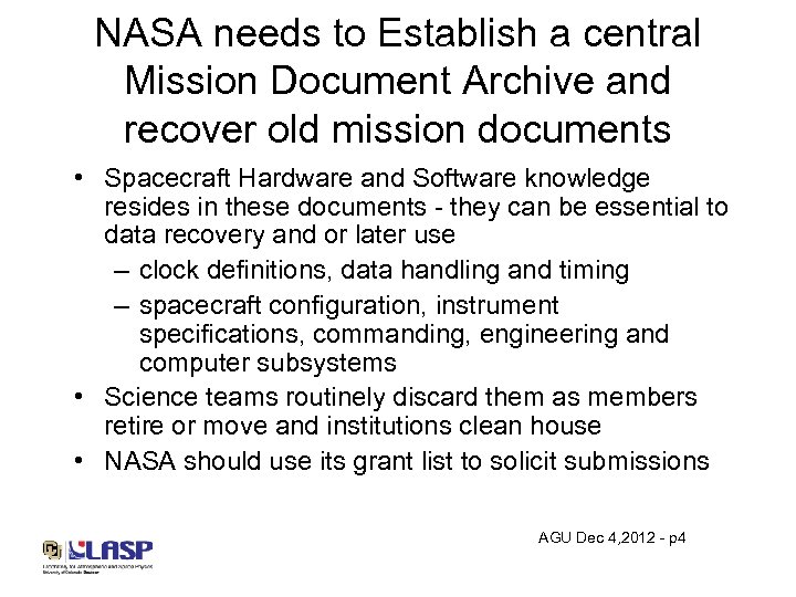 NASA needs to Establish a central Mission Document Archive and recover old mission documents