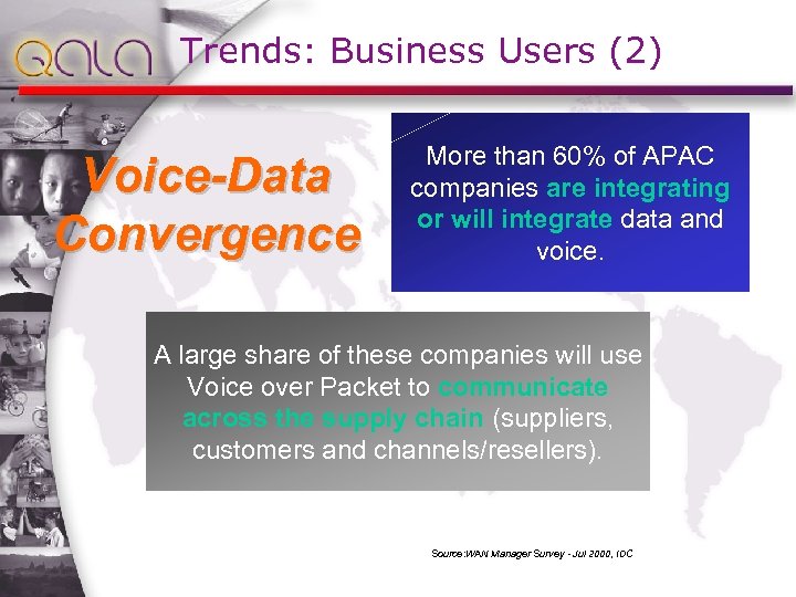Trends: Business Users (2) Voice-Data Convergence More than 60% of APAC companies are integrating