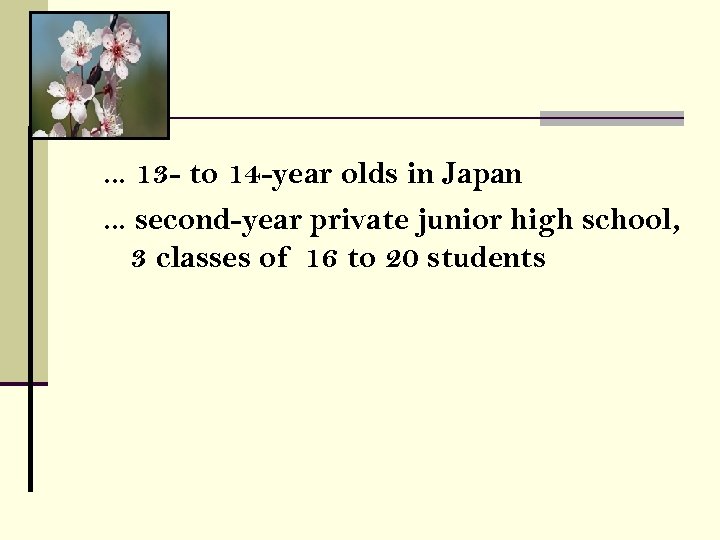. . . 13 - to 14 -year olds in Japan. . . second-year