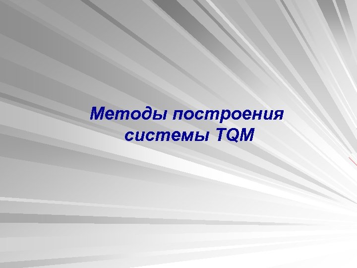 Методы построения системы TQM 