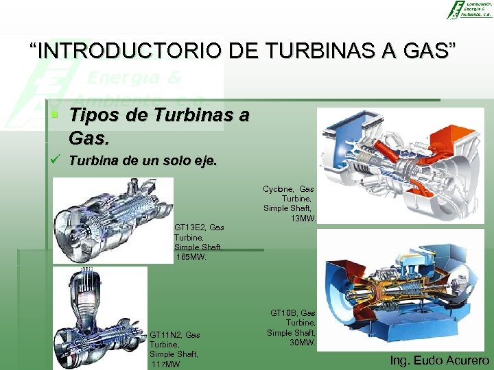 “INTRODUCTORIO DE TURBINAS A GAS” § Tipos de Turbinas a Gas. ü Turbina de