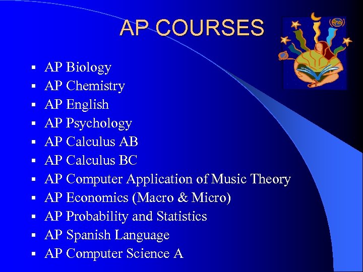 AP COURSES § § § AP Biology AP Chemistry AP English AP Psychology AP