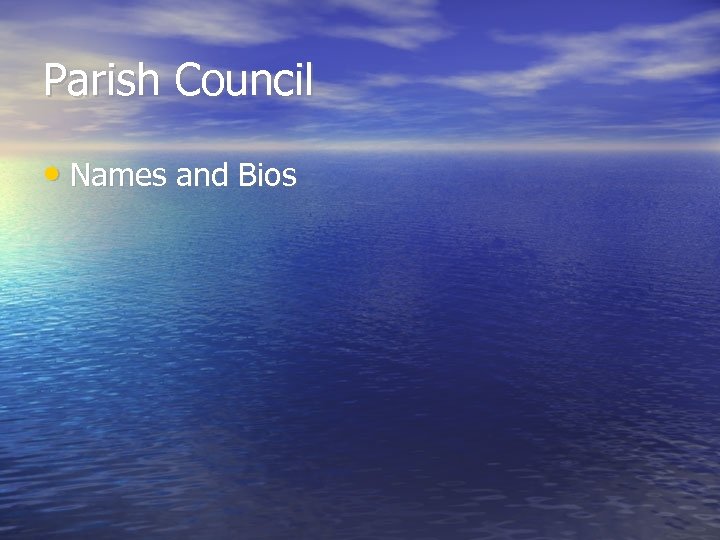 Parish Council • Names and Bios 