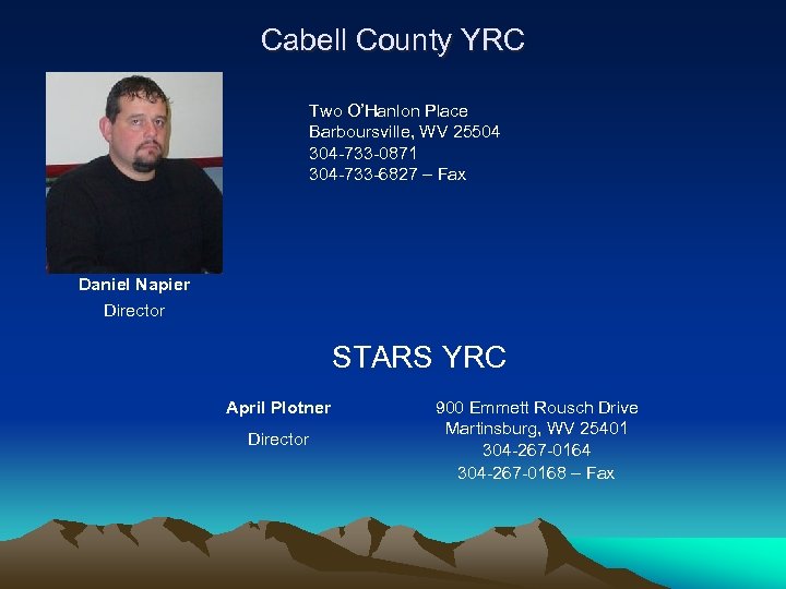 Cabell County YRC Two O’Hanlon Place Barboursville, WV 25504 304 -733 -0871 304 -733