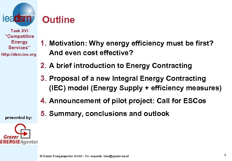 Outline Task XVI ”Competitive Energy Services” http: //dsm. iea. org 1. Motivation: Why energy