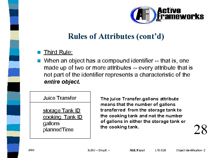 Rules of Attributes (cont’d) Third Rule: n When an object has a compound identifier