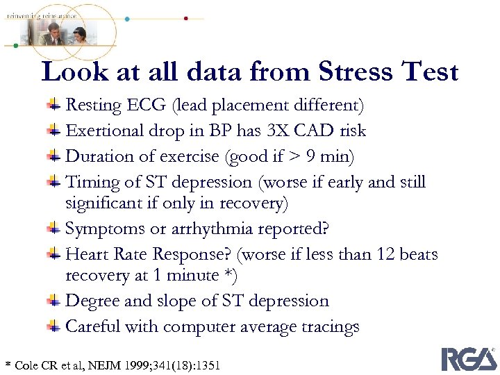 Look at all data from Stress Test Resting ECG (lead placement different) Exertional drop