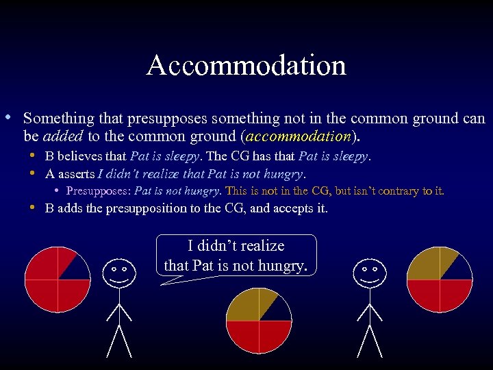 Accommodation • Something that presupposes something not in the common ground can be added