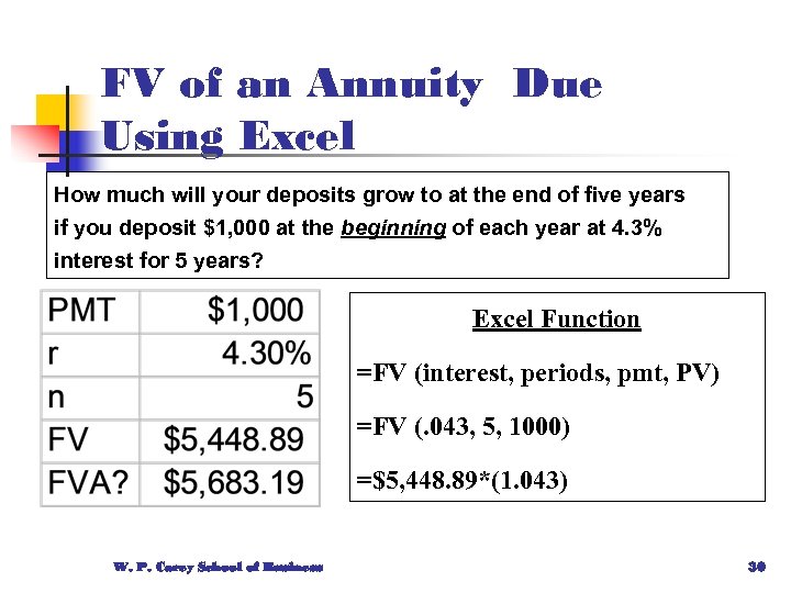 FV of an Annuity Due Using Excel How much will your deposits grow to