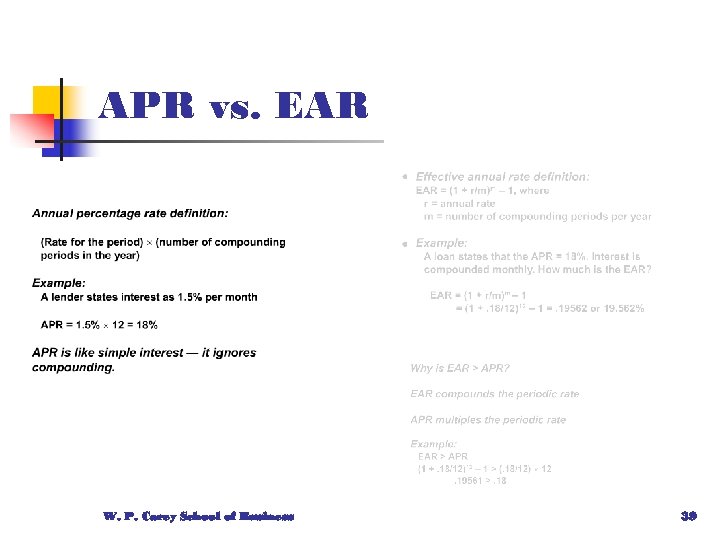 APR vs. EAR W. P. Carey School of Business 39 