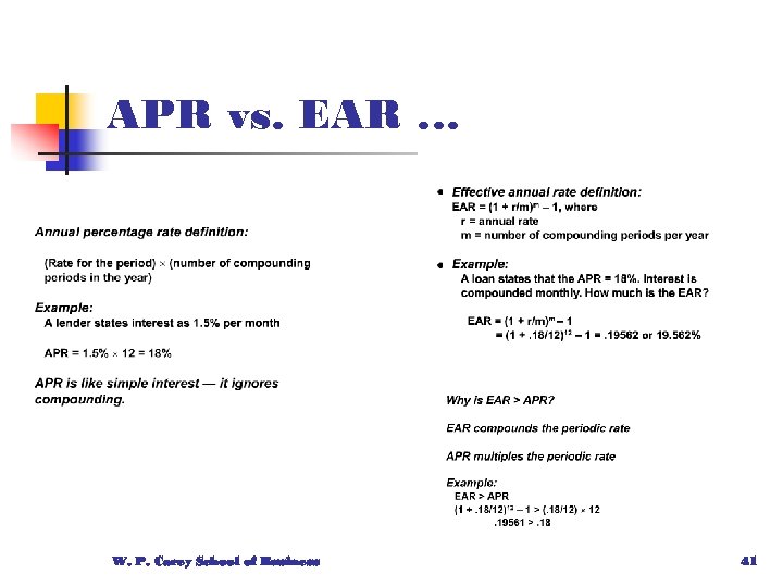 APR vs. EAR … W. P. Carey School of Business 41 