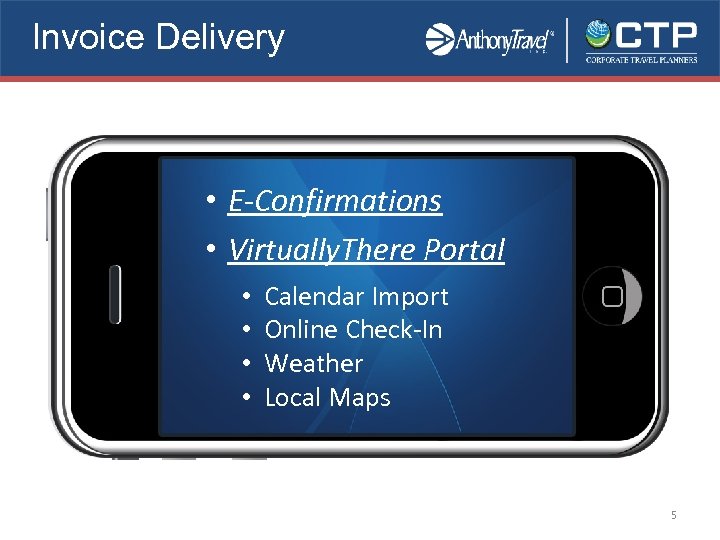 Invoice Delivery • E-Confirmations • Virtually. There Portal • • Calendar Import Online Check-In