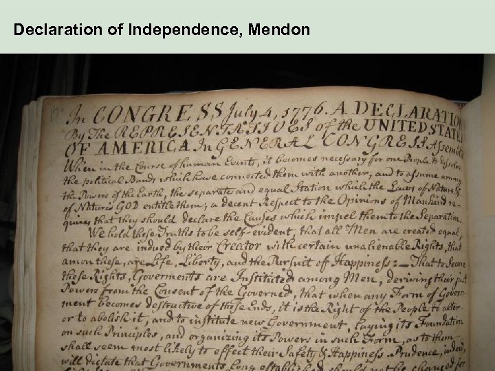 Declaration of Independence, Mendon • Text 