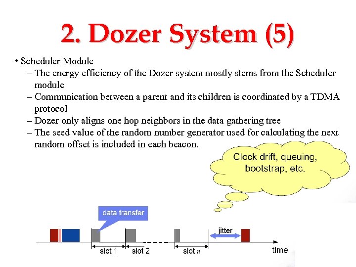 2. Dozer System (5) • Scheduler Module – The energy efficiency of the Dozer