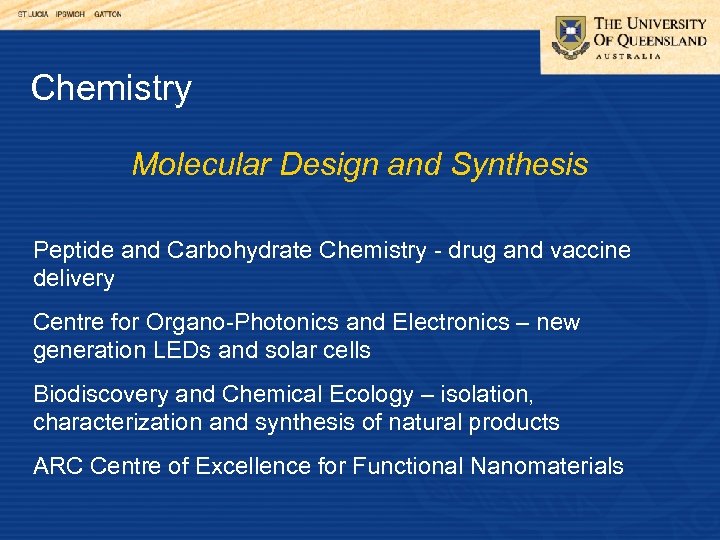 Chemistry Molecular Design and Synthesis Peptide and Carbohydrate Chemistry - drug and vaccine delivery